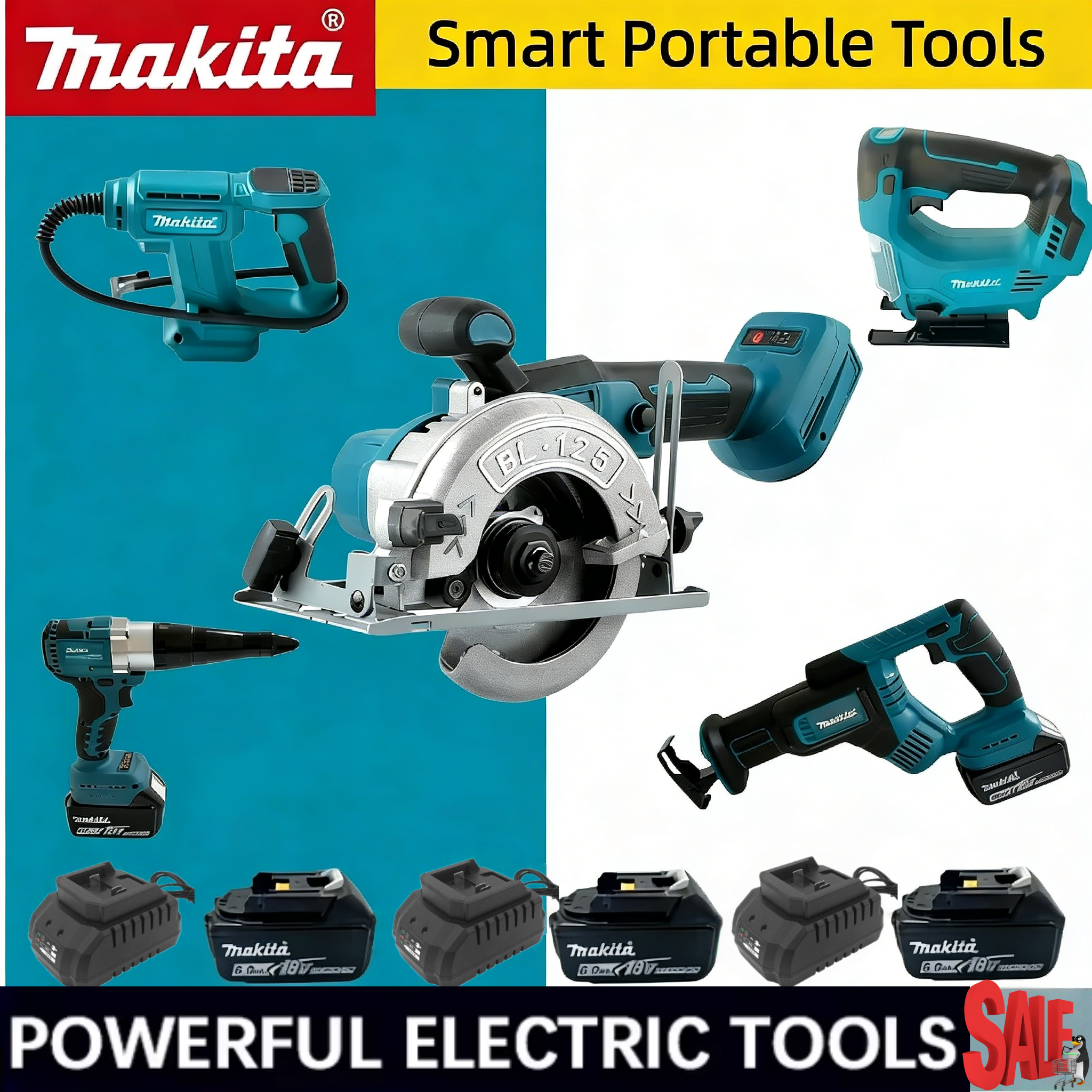 Power Tools Makita Set - Makita Cordless 18V Power Tool Set: