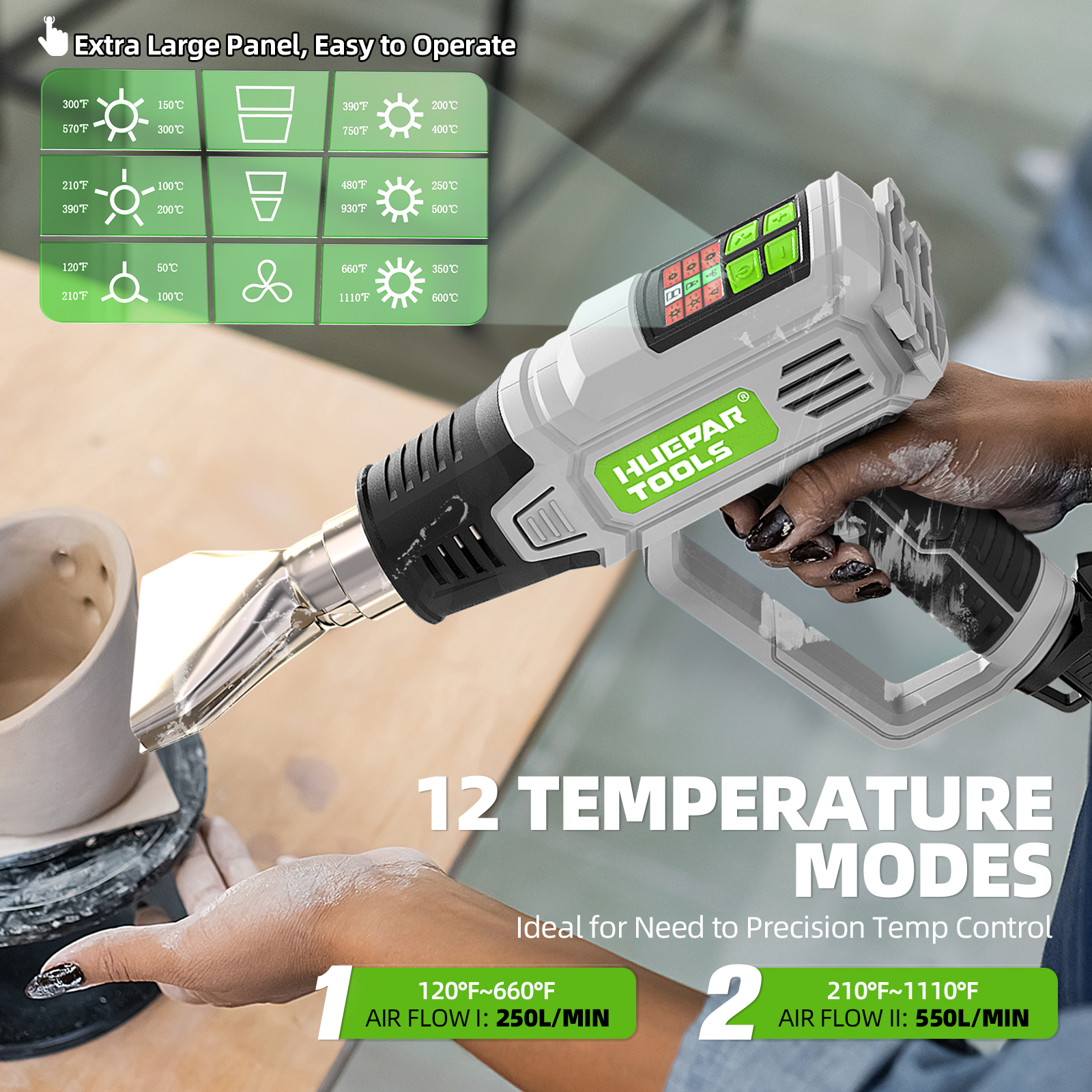 Hot Air Gun with LCD 12 Variab - Power Tools Manufacturers review and price